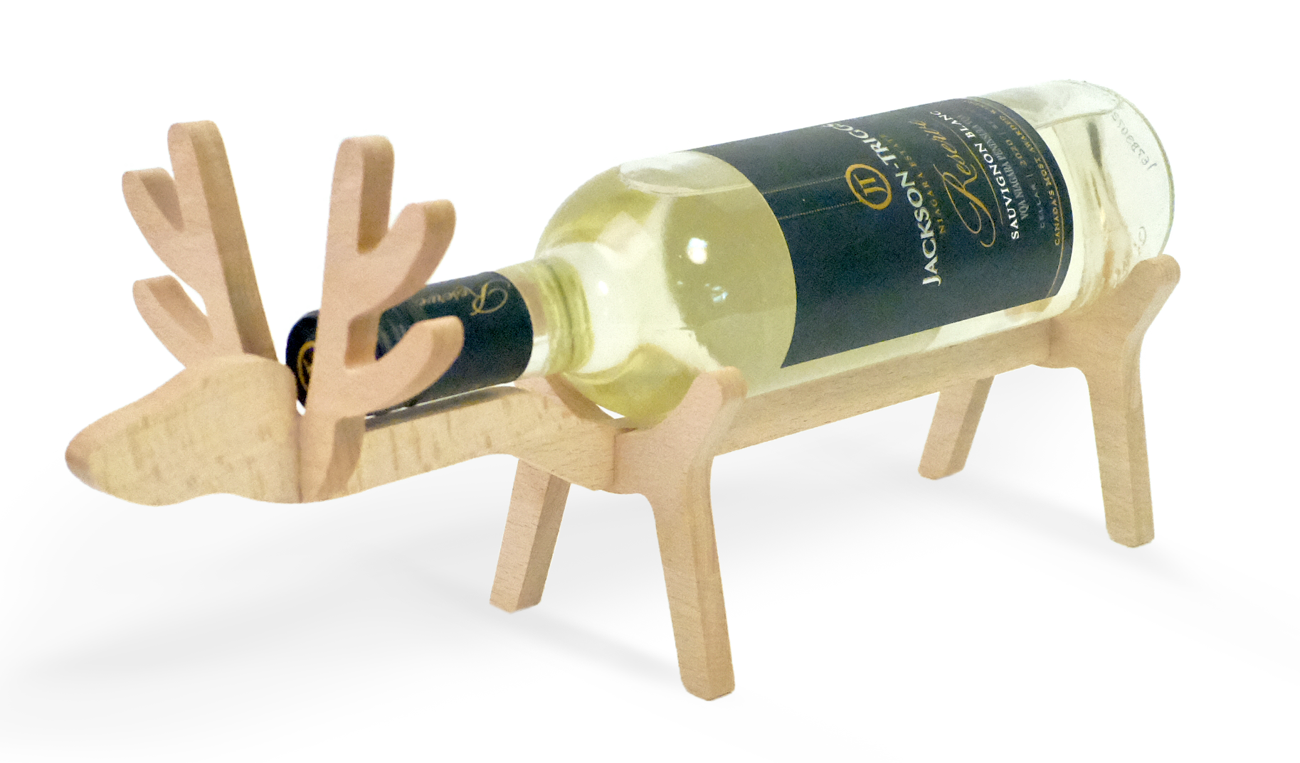 Wooden Wine Bottle and Glass Caddy, Portable Rustic Wine Glass